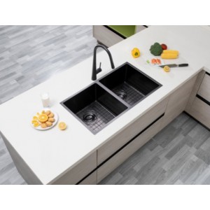 Aqu Gun Metal Handmade Double Bowls Sink 770*450*215